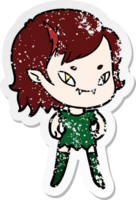 distressed sticker of a cartoon friendly vampire girl png