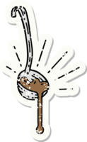 worn old sticker of a tattoo style ladle of gravy png