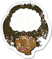 retro distressed sticker of a cartoon empty headed woman png