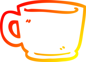 warm gradient line drawing of a cartoon tea cup png