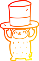 warm gradient line drawing of a cartoon bear with giant hat png