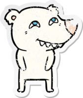 pegatina angustiada de un oso polar de dibujos animados que muestra los dientes png