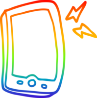 Regenbogen Gradient Linie Zeichnung von ein Karikatur Handy, Mobiltelefon Telefon png