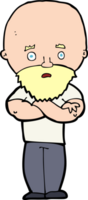cartoon shocked bald man with beard png