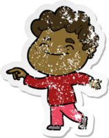 distressed sticker of a cartoon friendly man png