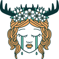 Retro Tattoo Style crying human druid png