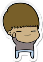 sticker of a cartoon smug boy png