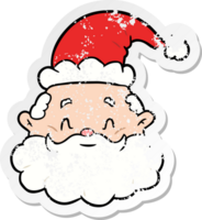 distressed sticker of a cartoon santa claus png