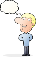 cartoon happy man with thought bubble png