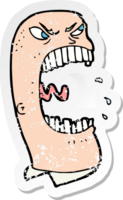 adesivo retrô angustiado de um homem furioso de desenho animado gritando png