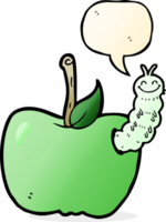 cartoon apple with bug with speech bubble png