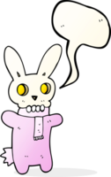 getrokken toespraak bubbel tekenfilm spookachtig schedel konijn png