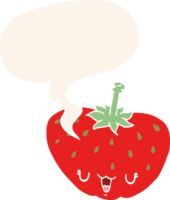 cartoon strawberry with speech bubble in retro style png