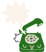 cute cartoon telephone with speech bubble in retro style png