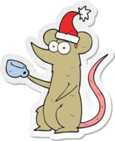 sticker of a cartoon mouse wearing christmas hat png