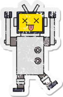 distressed sticker of a cute cartoon robot png