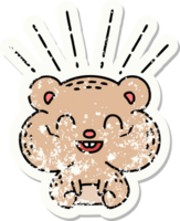 worn old sticker of a tattoo style happy hamster png