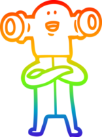 rainbow gradient line drawing of a friendly cartoon alien png