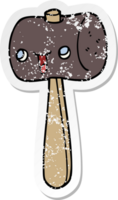 distressed sticker of a cartoon mallet png