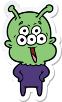 pegatina de un alienígena feliz de dibujos animados png