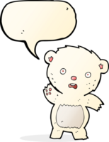 cartoon waving polar bear cub with speech bubble png