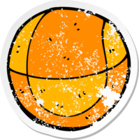 retro distressed sticker of a cartoon basketball png