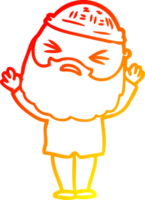 warm gradient line drawing of a cartoon man with beard png