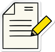 sticker of a cute cartoon of writing a document png