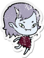 distressed sticker of a cartoon friendly vampire girl running png