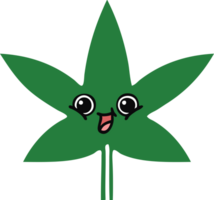 flat color retro cartoon of a marijuana leaf png