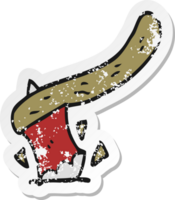 retro distressed sticker of a cartoon axe png