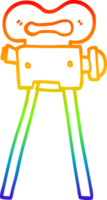 rainbow gradient line drawing of a cartoon film camera png