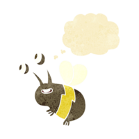 cartoon happy bee with thought bubble png