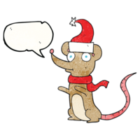 speech bubble textured cartoon mouse wearing christmas hat png