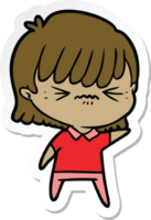 sticker of a annoyed cartoon girl png