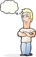cartoon annoyed man with folded arms with thought bubble png