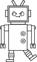 line drawing cartoon of a robot png
