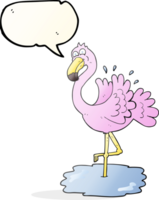 getrokken toespraak bubbel tekenfilm flamingo png