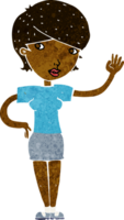 cartoon woman waving png