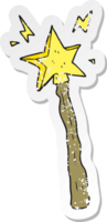 retro distressed sticker of a cartoon magic wand png