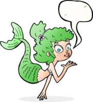 cartoon pretty mermaid with speech bubble png