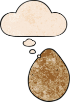 cartoon egg with thought bubble in grunge texture style png