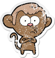 distressed sticker of a cartoon hooting monkey png