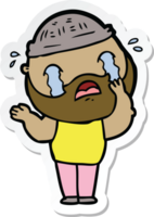 sticker of a cartoon bearded man crying png