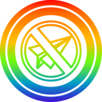 Papier Flugzeug Verbot kreisförmig Symbol mit Regenbogen Gradient Fertig png