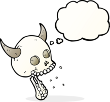 cartoon spooky skull with thought bubble png