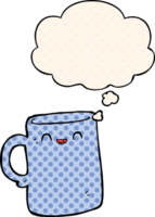 cartoon mug with thought bubble in comic book style png