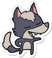 sticker of a cartoon wolf laughing png