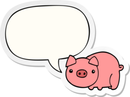 cartoon pig with speech bubble sticker png