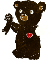 cartoon teddy zwarte beer met gescheurde arm png